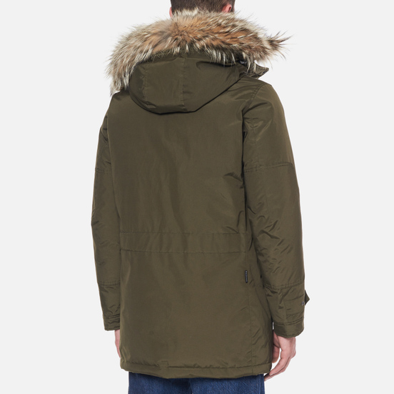Мужская куртка парка Woolrich Polar High Collar Fur Dark Green