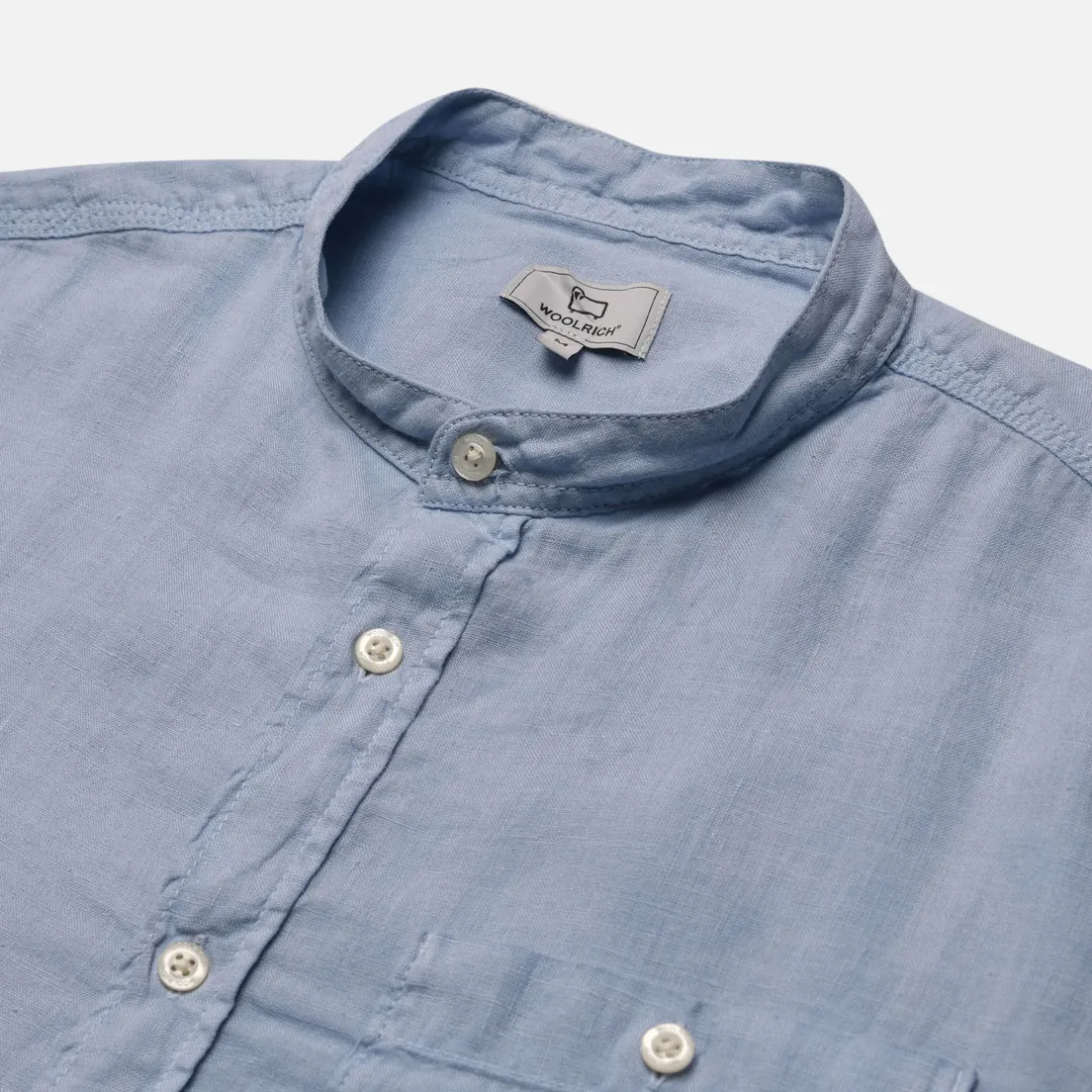 Woolrich Мужская рубашка Band Collar Linen