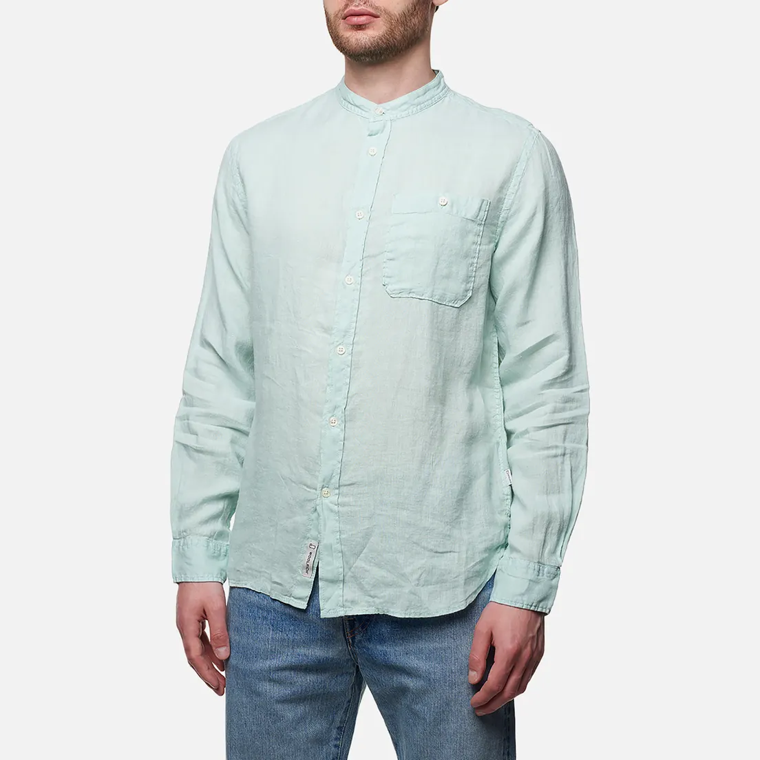 Woolrich Мужская рубашка Band Collar Linen