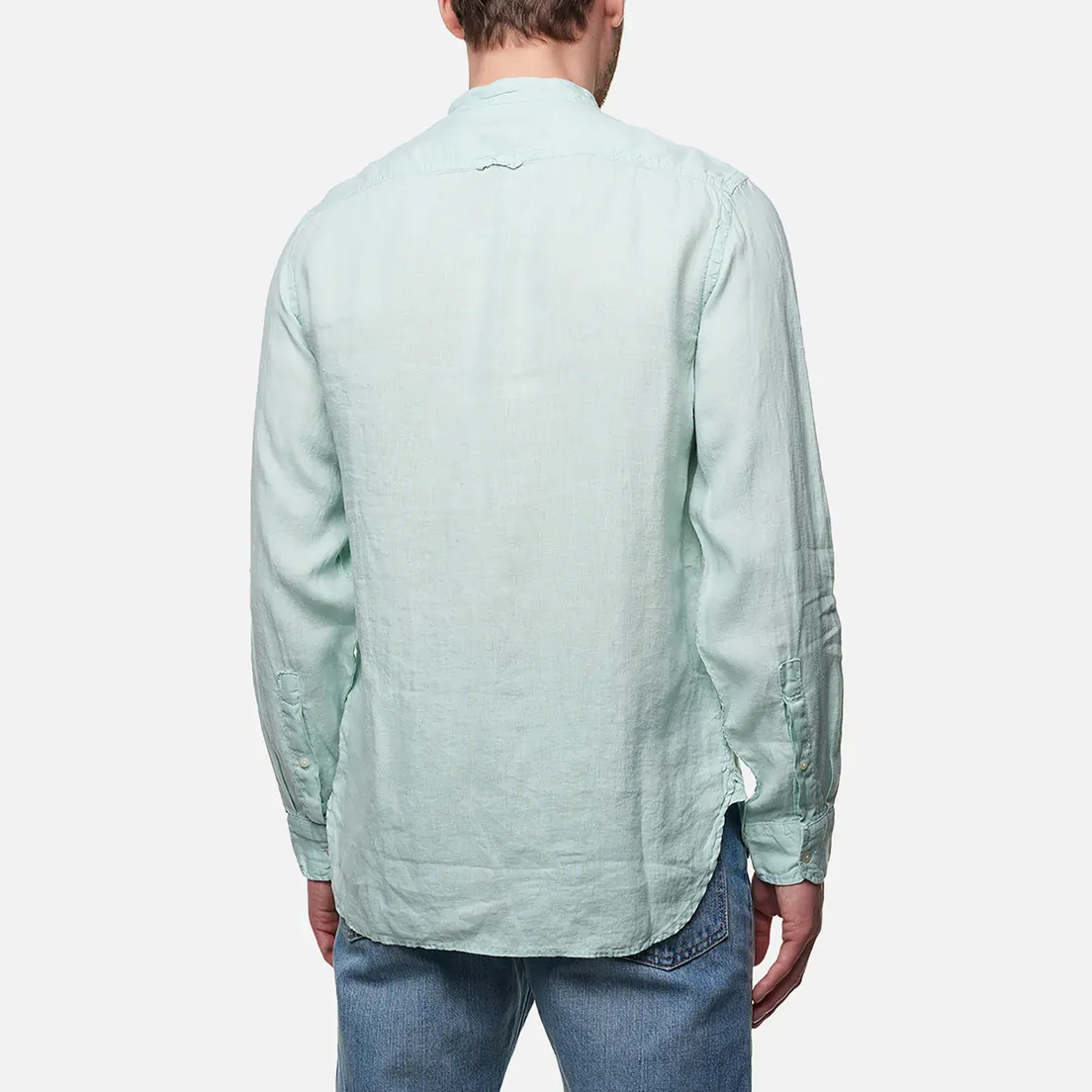 Woolrich Мужская рубашка Band Collar Linen