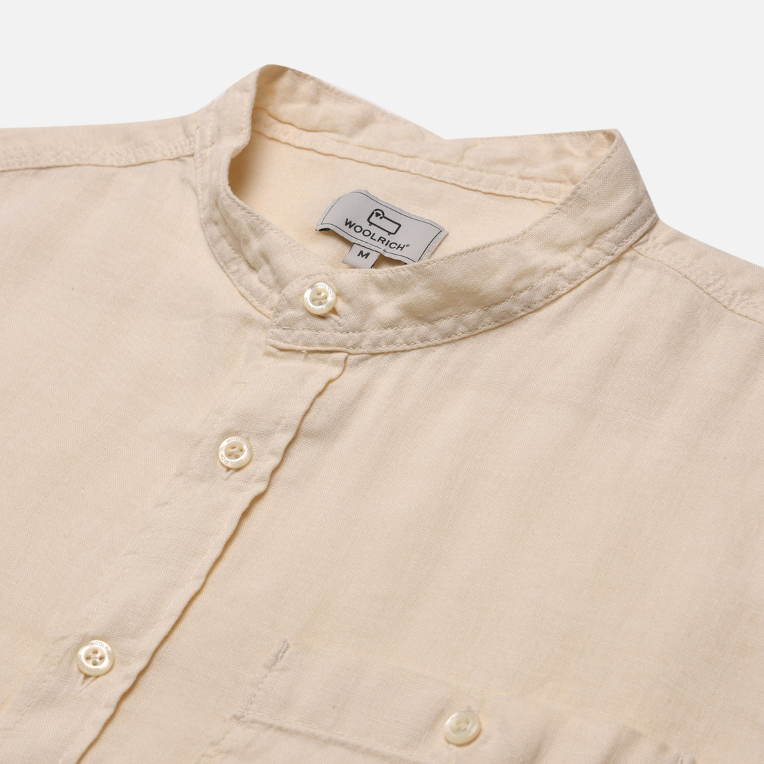 Woolrich Мужская рубашка Band Collar Linen