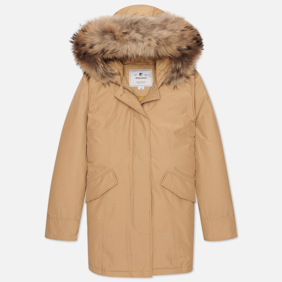 Женская куртка парка Woolrich Arctic Racoon Fur Gold Khaki