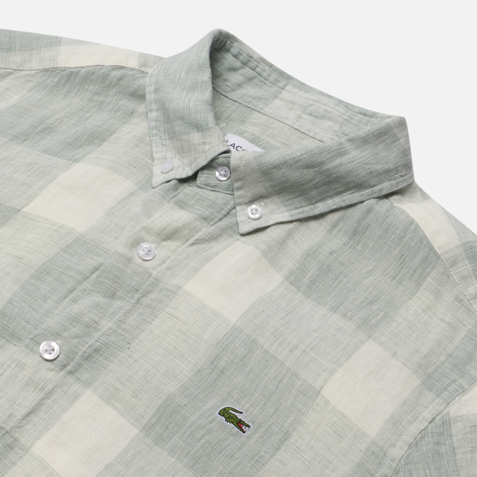 Мужская рубашка Lacoste, цвет зелёный, размер 39 CH0114-14Y Woven Linen Oxford - фото 2
