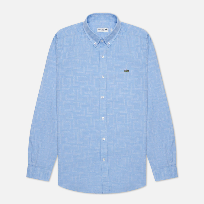 Мужская рубашка Lacoste Patterned Slim Fit голубого цвета