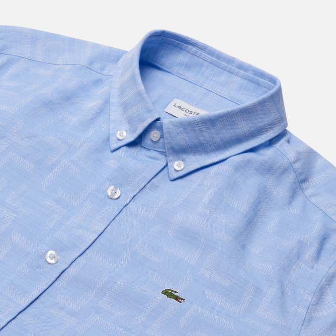 Мужская рубашка Lacoste, цвет голубой, размер 43 CH0156-56M Patterned Slim Fit - фото 2
