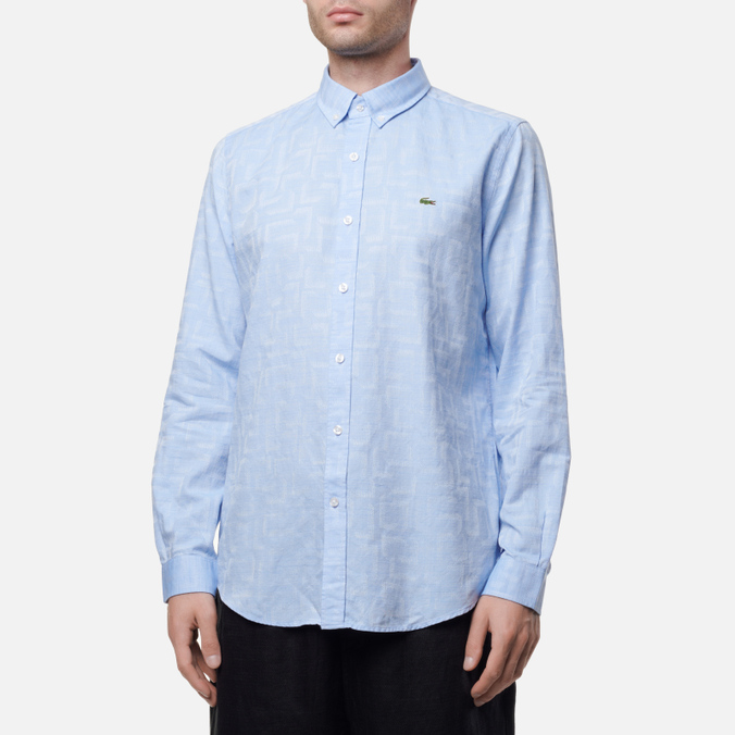 Мужская рубашка Lacoste, цвет голубой, размер 43 CH0156-56M Patterned Slim Fit - фото 3