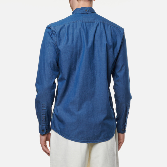 Мужская рубашка Lacoste, цвет синий, размер 39 CH2269-69L Embroidered Croc Logo Slim Fit - фото 4