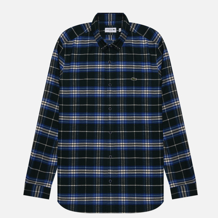 фото Мужская рубашка lacoste embroidered logo oxford check, цвет зелёный, размер 39