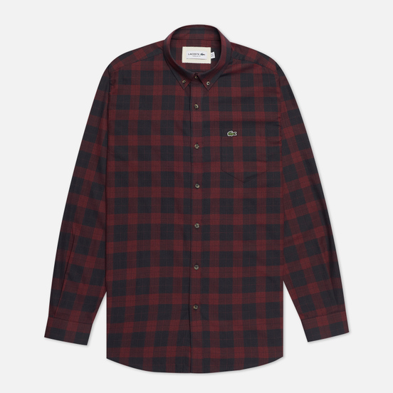 Мужская рубашка Lacoste Regular Fit Checkered Black/Bordeaux