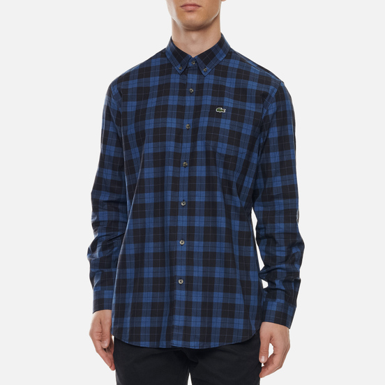 Мужская рубашка Lacoste Regular Fit Checkered Black/Blue Chine