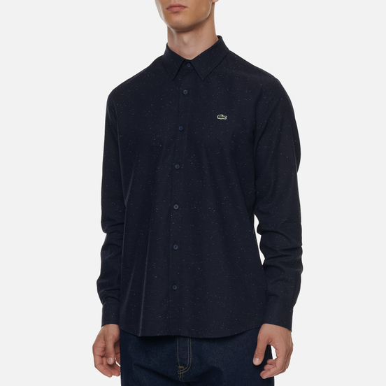 Мужская рубашка Lacoste Slim Fit Flamed Navy Blue/White