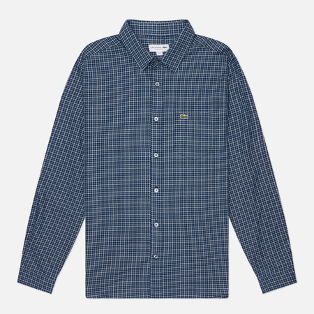 Мужская рубашка Lacoste Regular Fit Plaid Flannel, цвет синий, размер 41