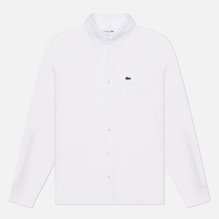  Мужская рубашка Lacoste Linen Regular Fit Embroidered, цвет белый, размер 41