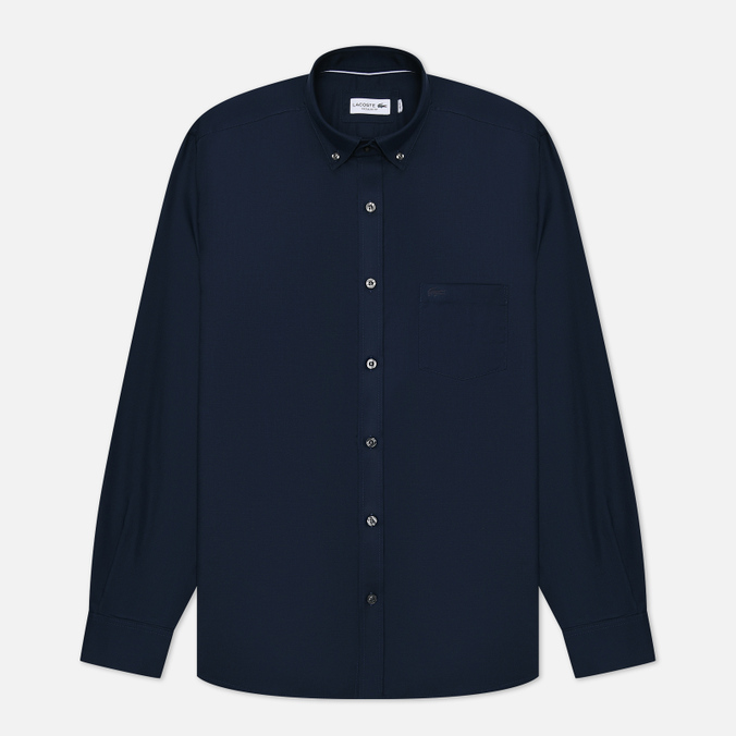 Мужская рубашка Lacoste Regular Fit Cotton Mini Pique синего цвета