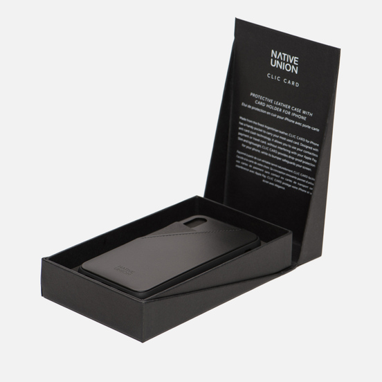 Чехол Native Union Clic Card Leather iPhone X Black