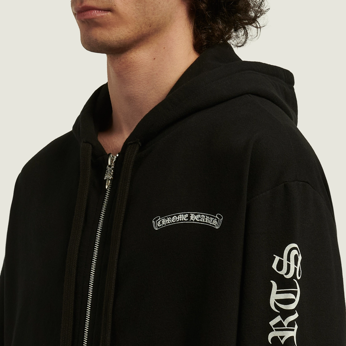 Мужская толстовка Chrome Hearts Scroll Logo Thermal Zip-Up Hoodie