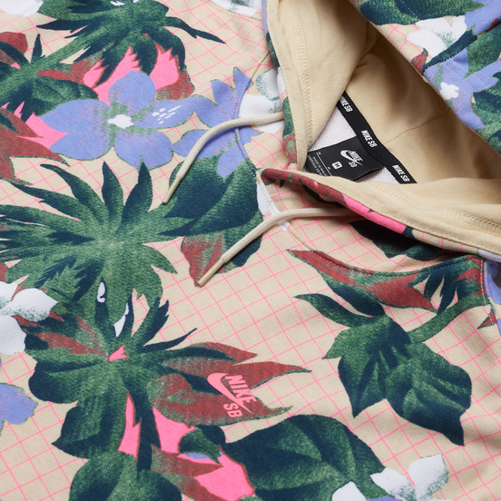 Мужская толстовка Nike SB Paradise Floral Hoodie Fossil/Fossil/Digital Pink