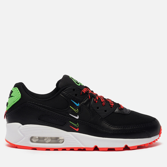 Женские кроссовки Nike Wmns Air Max 90 Worldwide Pack Black/Black/Flash Crimson/Green Strike