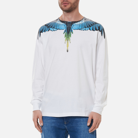 Мужской лонгслив Marcelo Burlon Wings Regular White/Light Blue