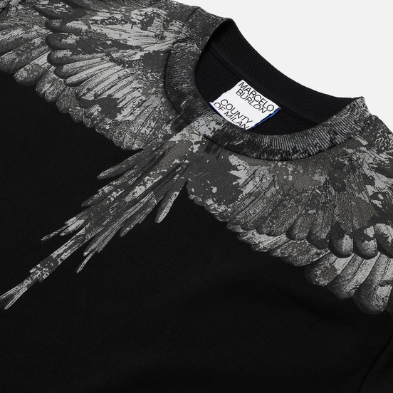 Мужская толстовка Marcelo Burlon Camou Wings Regular Crewneck Black/Dark Grey