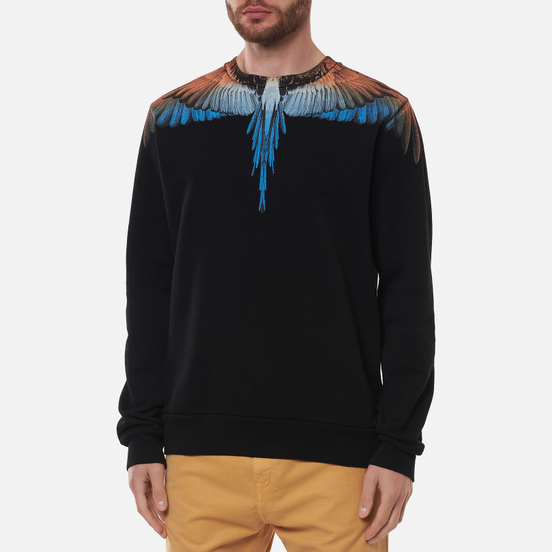 Мужская толстовка Marcelo Burlon Wings Regular Crewneck Black/Orange