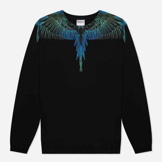 Мужская толстовка Marcelo Burlon Wings Regular Crewneck Black/Blue Neon