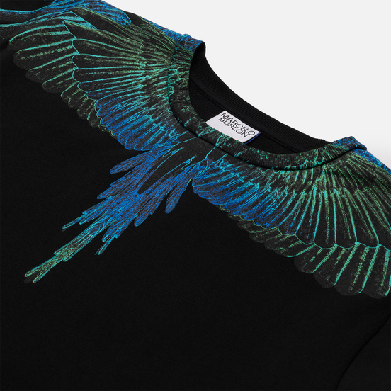 Мужская толстовка Marcelo Burlon Wings Regular Crewneck Black/Blue Neon