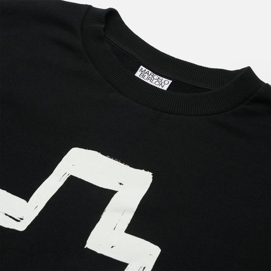 Мужская толстовка Marcelo Burlon Tempera Cross Over Crewneck Black/White