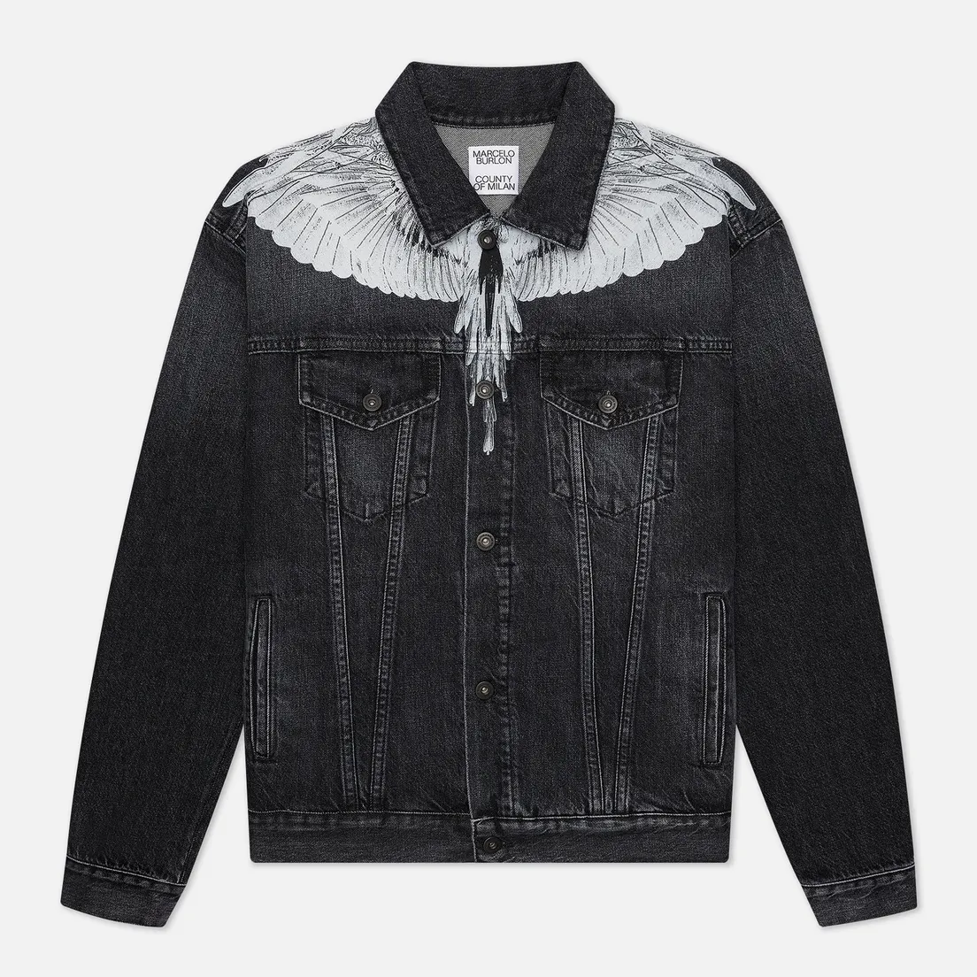 Marcelo Burlon Мужская джинсовая куртка Wings Stonewash Slim Denim