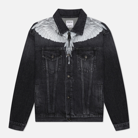 Мужская джинсовая куртка Marcelo Burlon Wings Stonewash Slim Denim, цвет чёрный, размер L