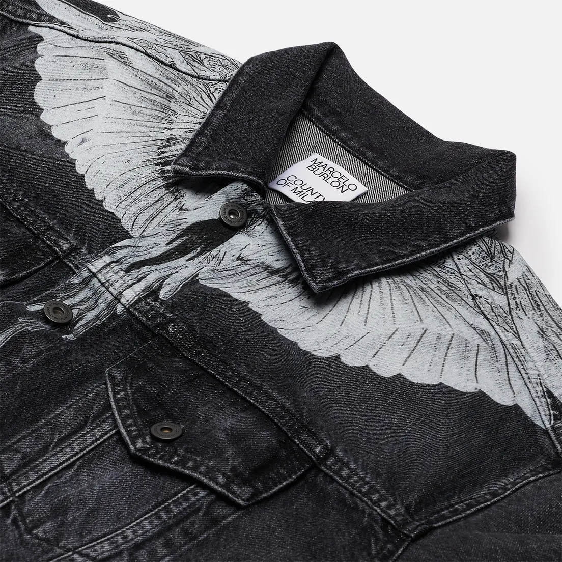 Marcelo Burlon Мужская джинсовая куртка Wings Stonewash Slim Denim