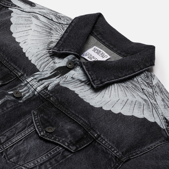 Мужская джинсовая куртка Marcelo Burlon Wings Stonewash Slim Denim Black/White