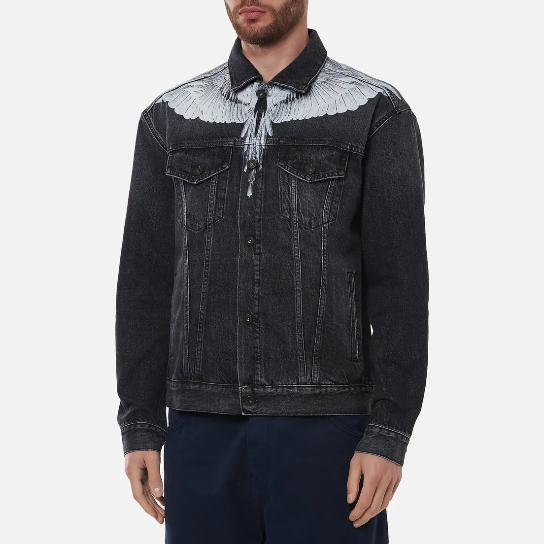 Marcelo Burlon Мужская джинсовая куртка Wings Stonewash Slim Denim