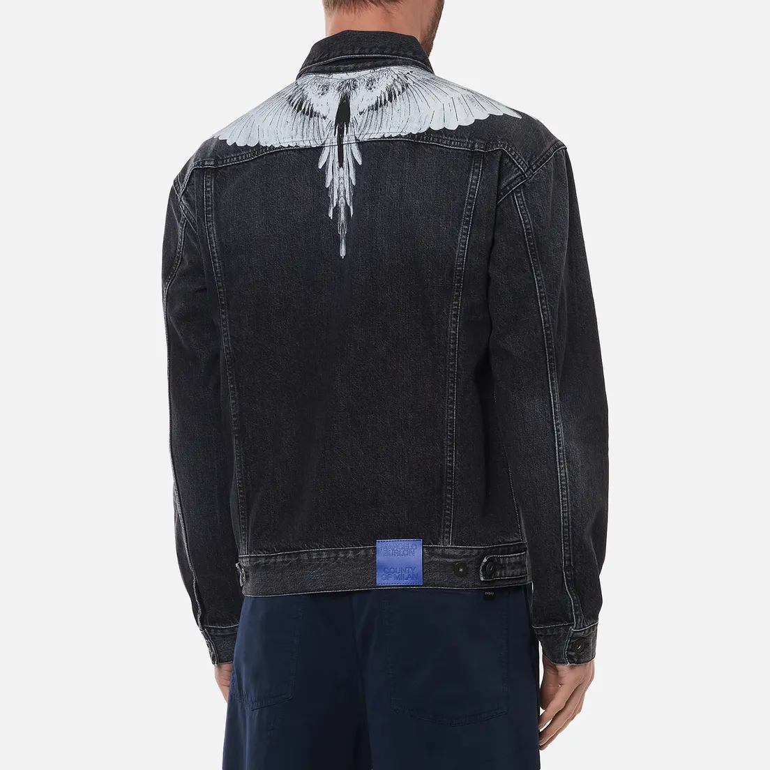Marcelo Burlon Мужская джинсовая куртка Wings Stonewash Slim Denim