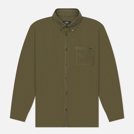 Мужская рубашка A.P.C. Mateo Logo, цвет оливковый, размер L