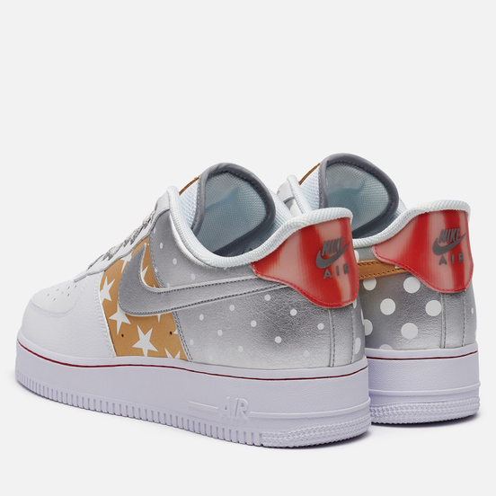 Кроссовки Nike Wmns Air Force 1 07 Dots And Stars White/Metallic Silver/Metallic Gold