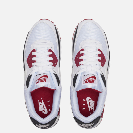 Мужские кроссовки Nike Air Max 90 White/White/New Maroon/Black