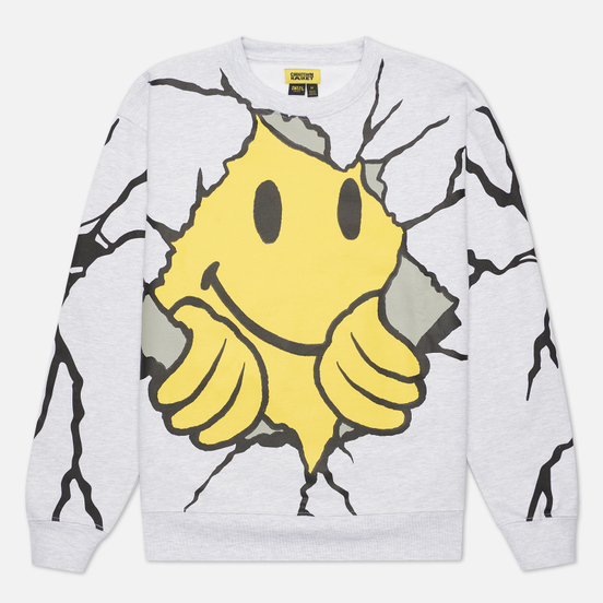 Мужская толстовка Chinatown Market Smiley Dry Wall Breaker Crew Neck Ash Grey