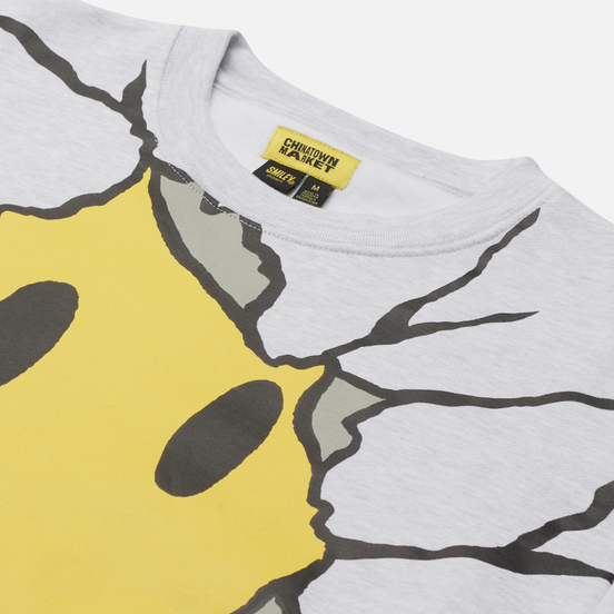 Мужская толстовка Chinatown Market Smiley Dry Wall Breaker Crew Neck Ash Grey