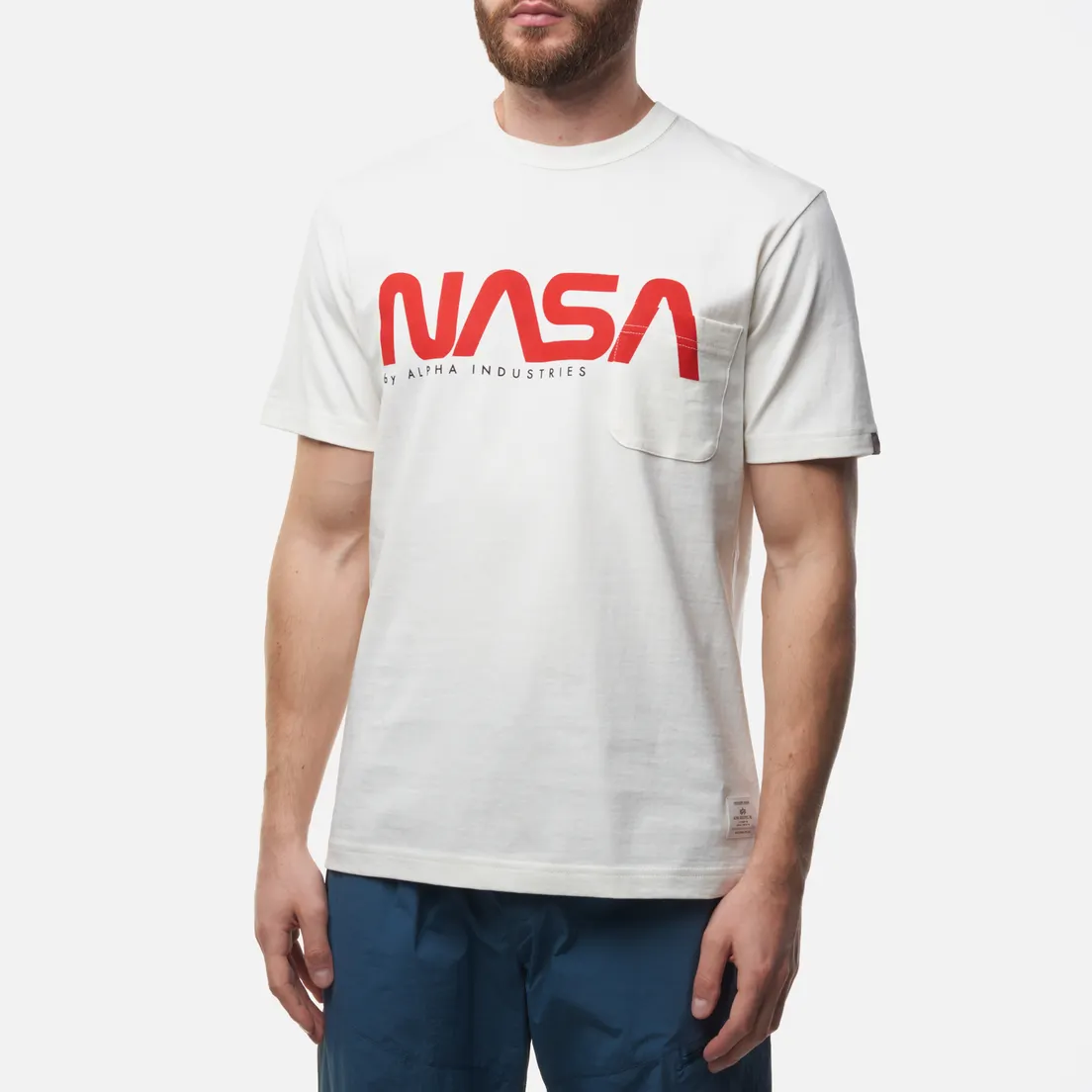 Alpha Industries Мужская футболка NASA Worm Logo Pocket