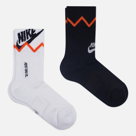 Комплект носков Nike 2-Pack SNKR Crew Just Do It Multi-Color/White/Black