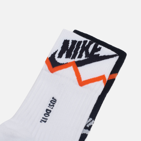 Комплект носков Nike 2-Pack SNKR Crew Just Do It Multi-Color/White/Black