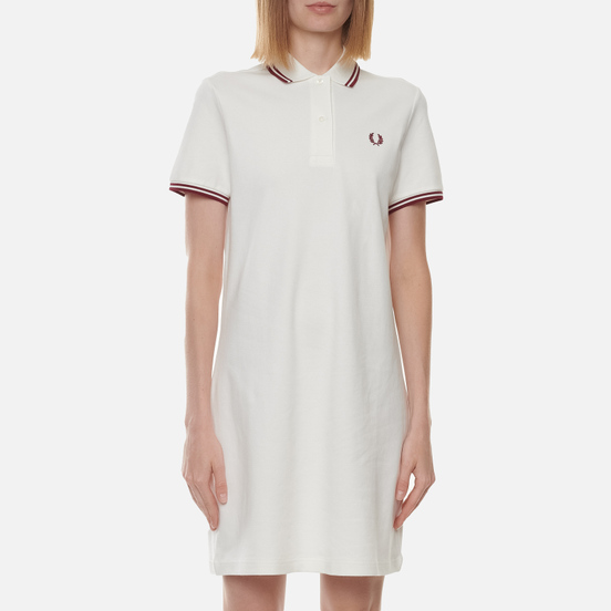 Женское платье Fred Perry Twin Tipped Snow White/Dark Red/Dark Red