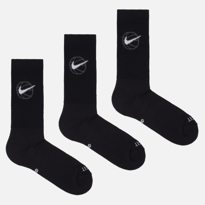 Комплект носков Nike, цвет чёрный, размер 38-42 DA2123-010 3-Pack Everyday Crew Basketball - фото 1
