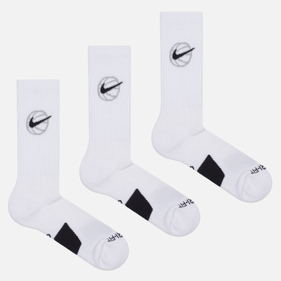 Комплект носков Nike 3-Pack Everyday Crew Basketball White/Black