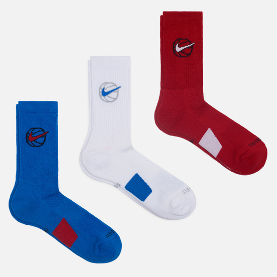 Комплект носков Nike 3-Pack Everyday Crew Basketball Multi-Color/Blue/White/Red