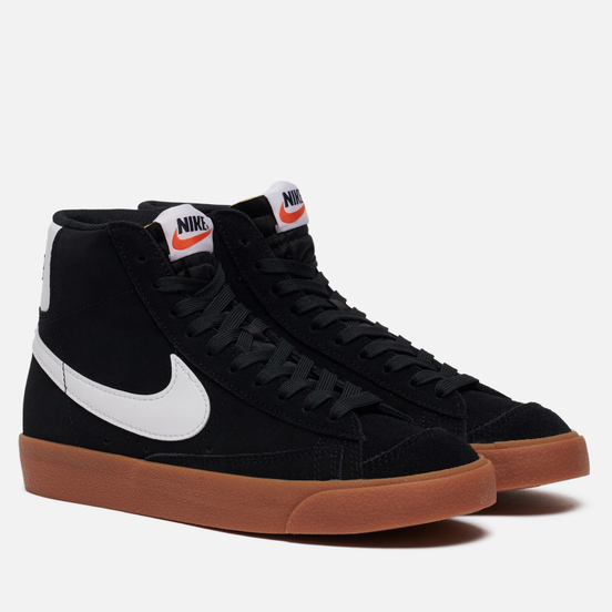 Женские кроссовки Nike Blazer Mid 77 Suede Black/White/Gum Med Brown/Total Orange