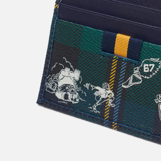 Держатель для карточек Polo Ralph Lauren Tartan Textured Smooth Leather Green