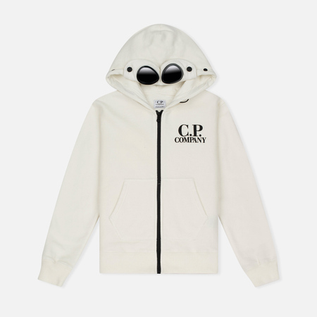 Детская толстовка C.P. Company U16 Cotton Fleece Hooded Zip Google White