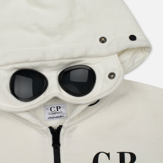 Детская толстовка C.P. Company U16 Cotton Fleece Hooded Zip Google White